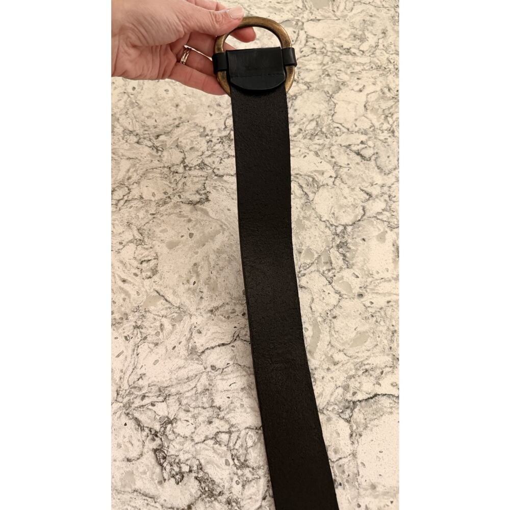 Martina Mori Anthropologie Leather Belt Womens L Black Italy Brass Buckle Wrap - Picture 8 of 11